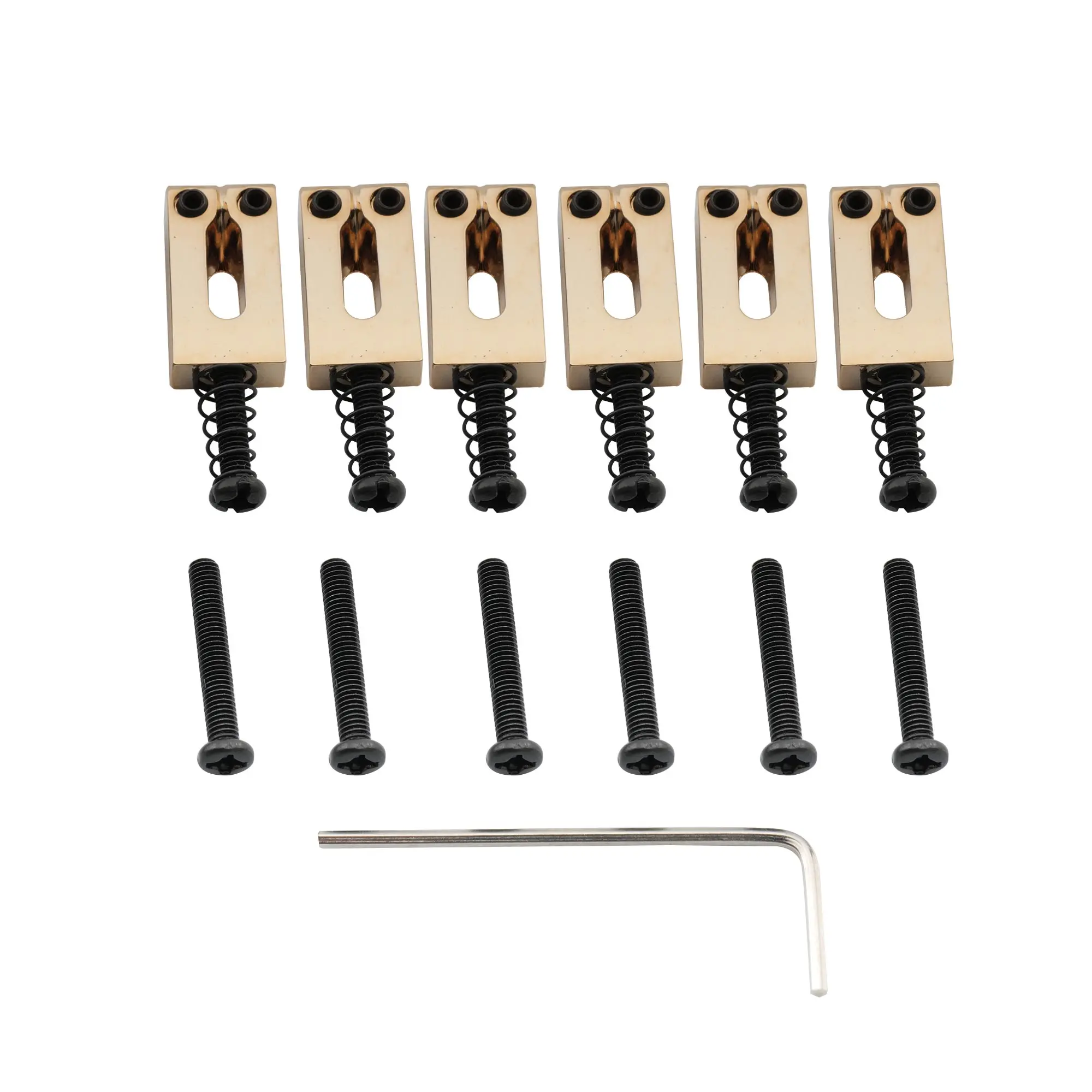

Musiclily Pro 10.8mm Modern Style Zinc Alloy Bridge Saddles for Import Strat Tele Electric Guitar, Gold (Set of 6)