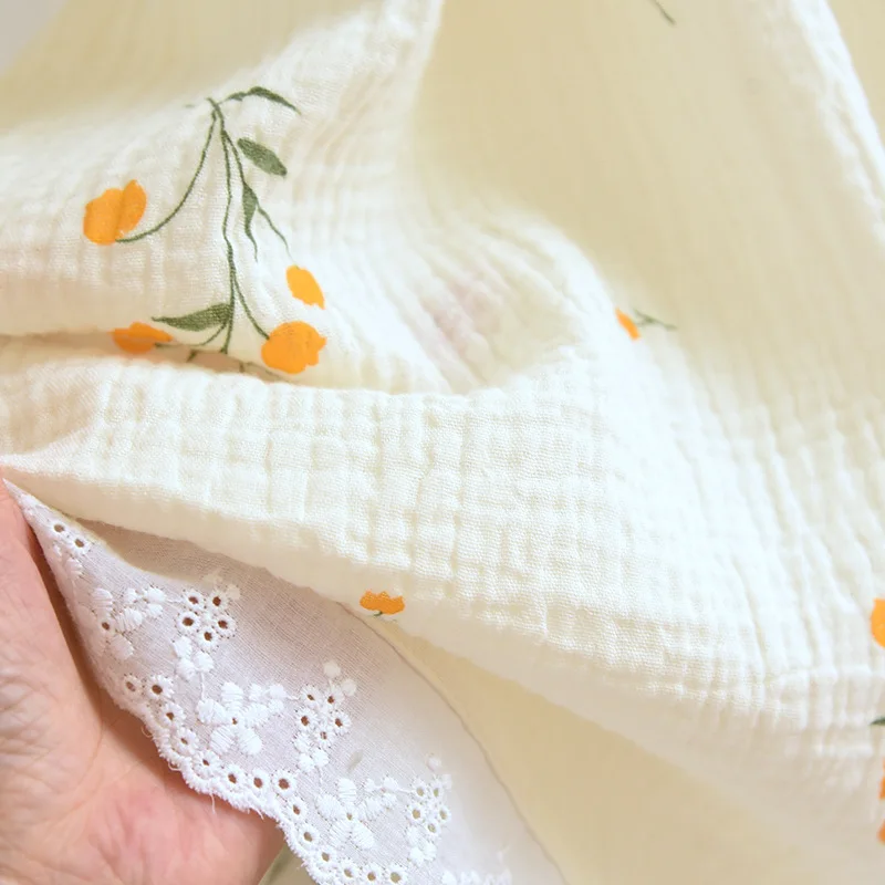 Pajamas Woman Summer Suit for Women Double Cotton Yarn Medium Length Nightdress Sleepwear Free Shipping Sweet Home Dress Crepe