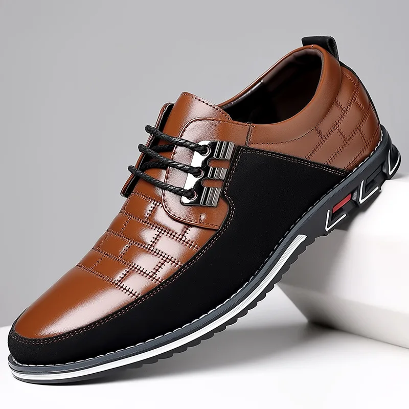 

Men Sneakers Shoes Fashion Brand Classic Lace-Up Casual Loafers Pu Leather Shoes Black Breathable Business Men Shoes Big Size