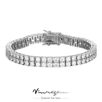 Vinregem 18K White Gold Plated 12CT Double Row Real D Moissanite Tennis Bracelet for Women 925 Sterling Silver Jewelry Wholesale
