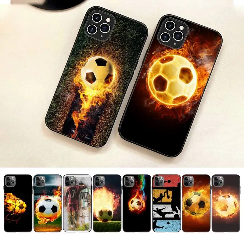 

Fire Football Soccer Bal Phone Case For Iphone 7 8 Plus X Xr Xs 11 12 13 Se2020 Mini Mobile Iphones 14 Pro Max Case