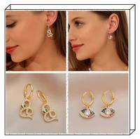 womens earrings eardrop ear clip ear buckle cute hollow snake copper inlaid zircon brass devils eye fashion jewelry earring