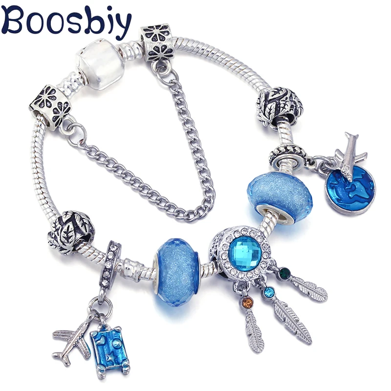 

Dream Catcher& Air travel of the blue earth in dreams Charm Bracelet W/ Pendant Fit Personality Jewelry Gift DIY Bracelet Making