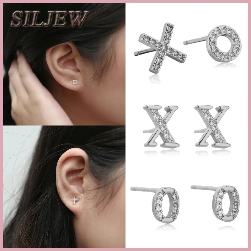 

Copper Silver Plated A-Z 26 Letters Sparkling Zircon Mini Stud Earrings for Women Fashion Party Earrings Jewelry Pendientes 2022