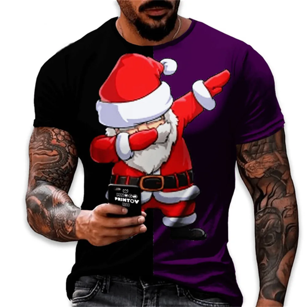 Unisex 2022 Men's T-shirt Slightly Elastic Christmas T Shirt Men Festival Costume Streetwear Cool Hip Pop Short Sleeve Tops Tee images - 6