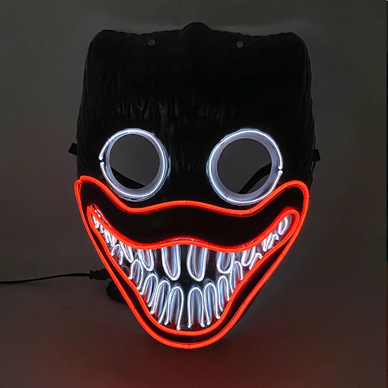 Хэллоуин ужас Косплей светодиодсветильник ящаяся Маска Костюм светящаяся