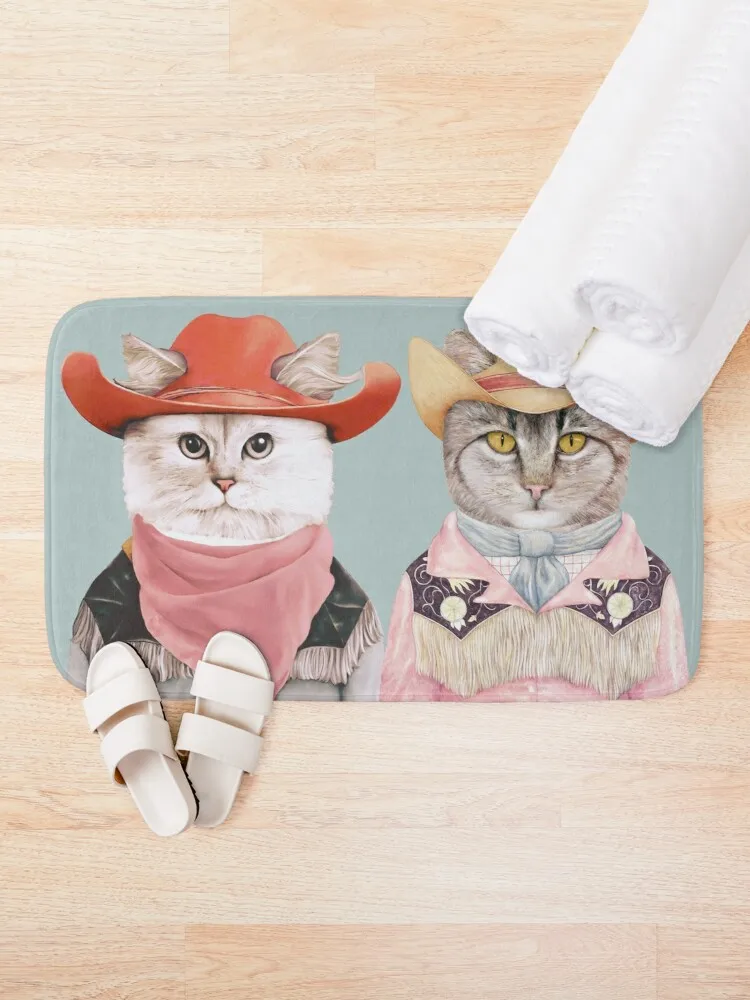 

Cowboy Cats Camper Carpet Bathroom Entrance Doormat Bath Indoor Floor Rugs Absorbent Mat Anti-slip Kitchen Rug