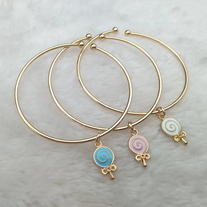 Милый мультяшный эмалированный браслет в виде леденца аксессуары из сплава