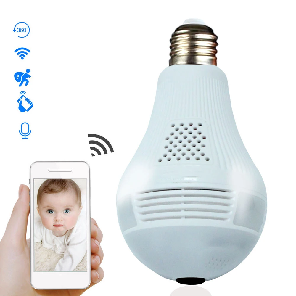 

E27 Cam 360 Degree Fisheye Bulb Lamp IP Camera 960P LED Light Wireless Panoramic Monitor Home Security WiFi CCTV Two Ways Audio