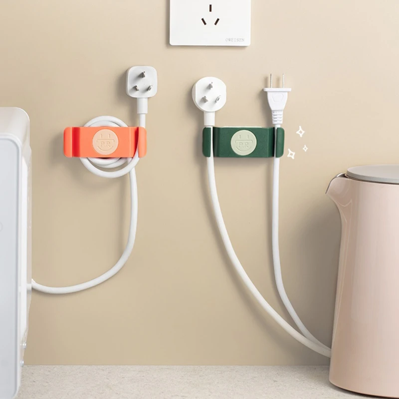 

4Pcs/set Punch Free Plug Adhesive Hook Wire Regulator Wall Mounted Kitchen Storage Organizer Rack Cable Retainer Clip