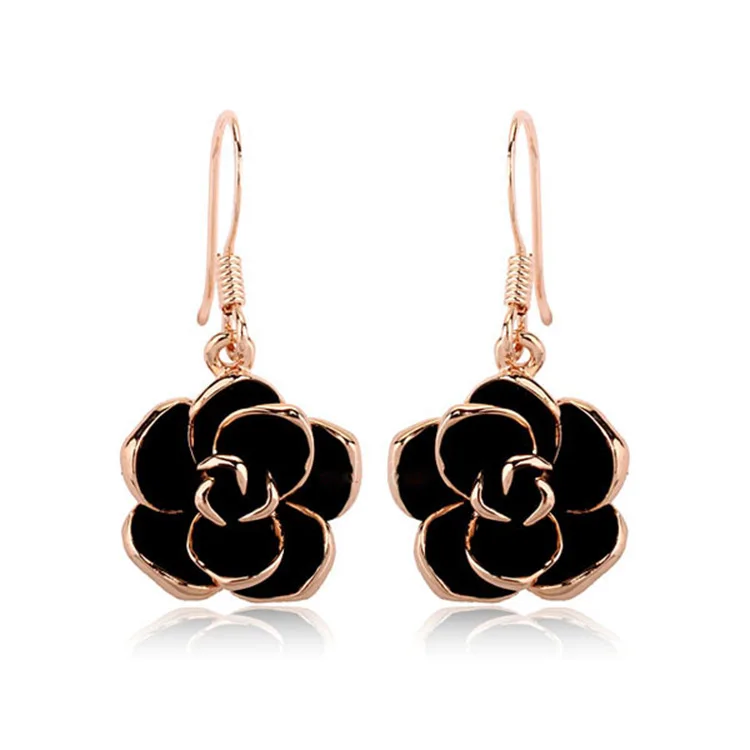 

Italina оригинал! Новые модные женские серьги-подвески из сплава с черными цветами розы, оптовая продажа, Прямая поставка