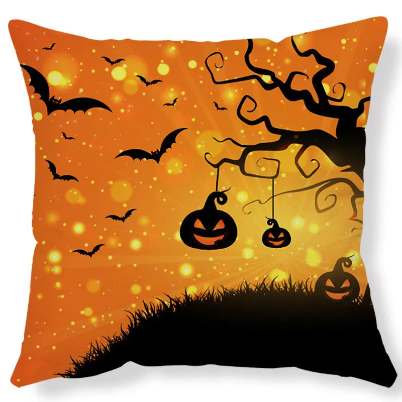 Yellow Pumpkin Series Halloween Themed Pillowcase Sofa Cushion Cover Festive Gift Party Decoration 45*45cm