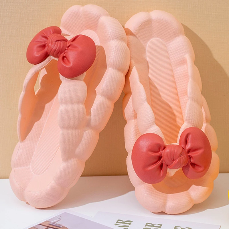 Fashion Butterfly-knot Decorative Flip Flop Women's Slides  Fashion Platform Soft Non-Slip Sandals New Indoor Bathroom Slippers