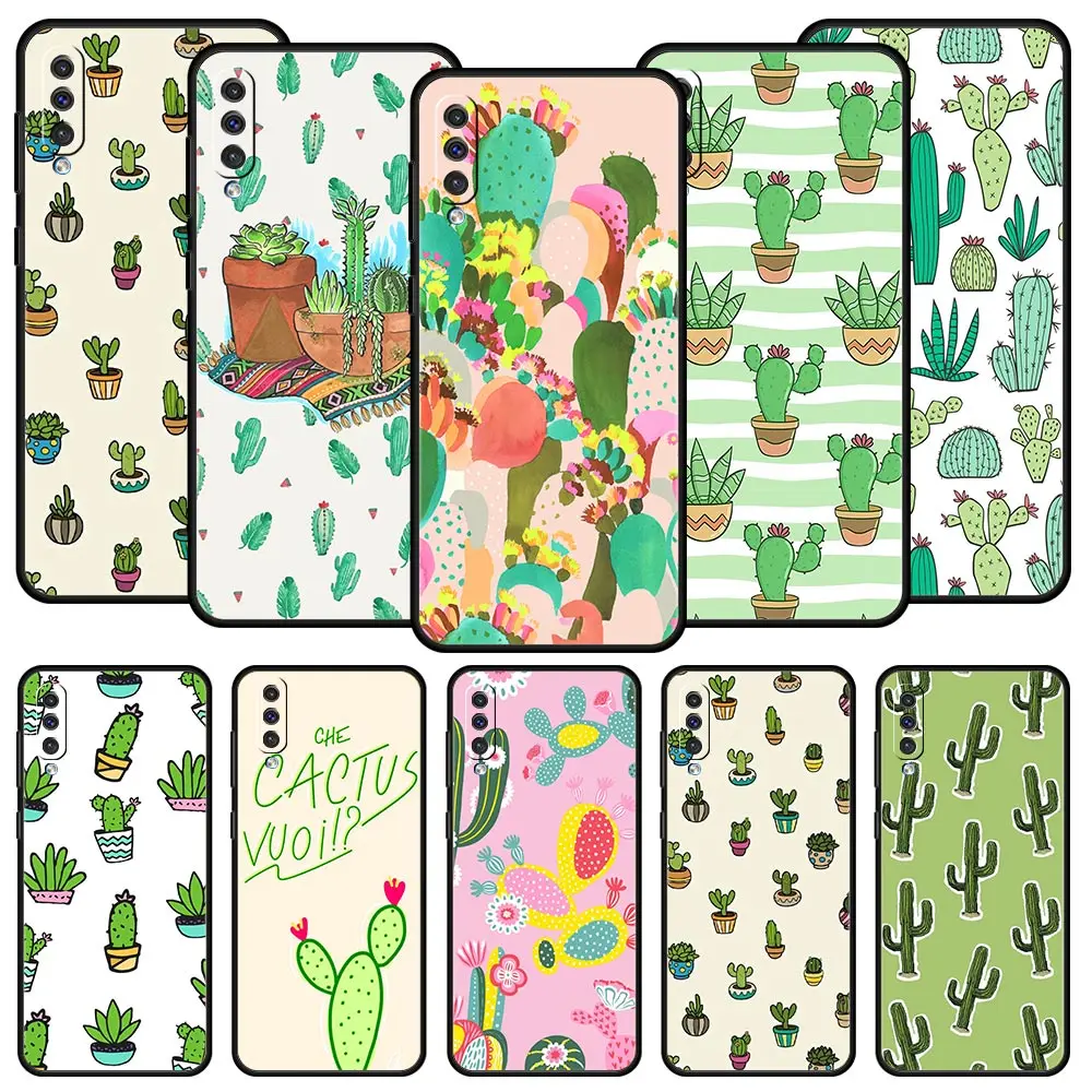 

Cute Cactus plant Phone Case For Samsung Galaxy A12 A32 A50 A70 A20E A20S A10 A10S A22 A30 A40 A52S A72 5G A02S Silicone Cover