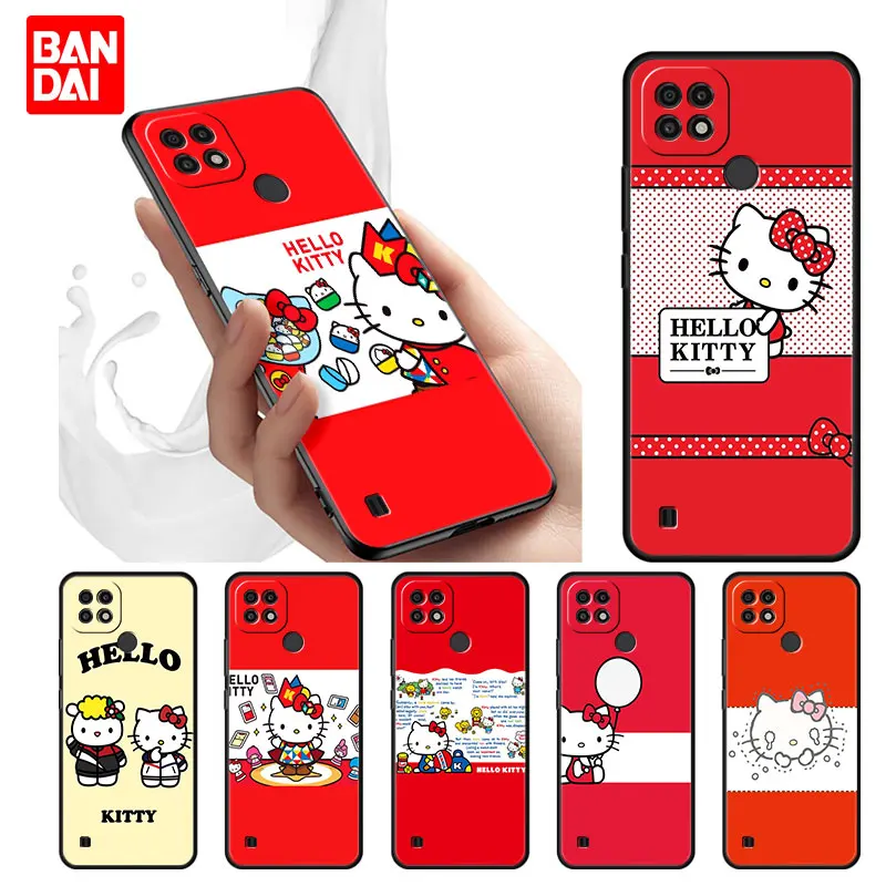 

Hello Kitty Art Japan Case for Realme C21 C21Y C25 C25s C15 C11 C17 C3 C3i C20 5 6 7i 8i 8 8Pro Narzo30A Silicone Black Cover
