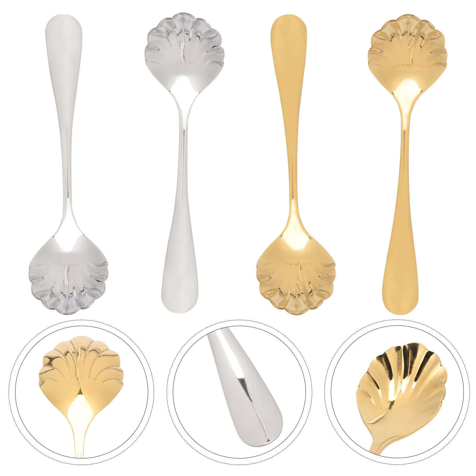 

4pcs Stainless Steel Coffee Spoons Ice Cream Spoon Dessert Spoons Sugar Spoon