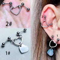 stainless steel helix piercing earring industrial piercing dangle heart cartilage stud lobe conch pierc 16g 20g tragus jewelry