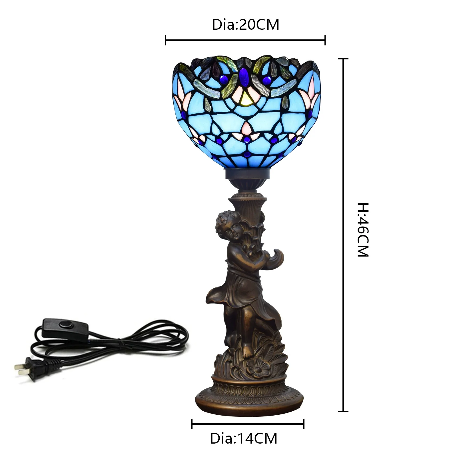 Настольная лампа SHIYAN 8 дюймов винтажный синий