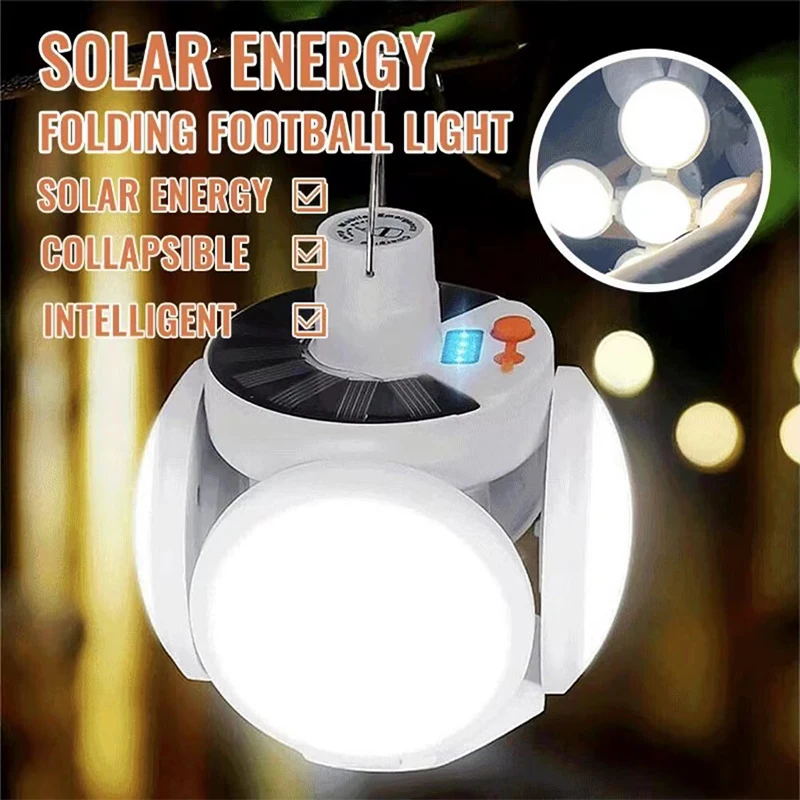 Solar Outdoor Folding Light Portable USB Rechargeable LED Bulb Search Lights Camping Torch Emergency Lamp for Power Outages