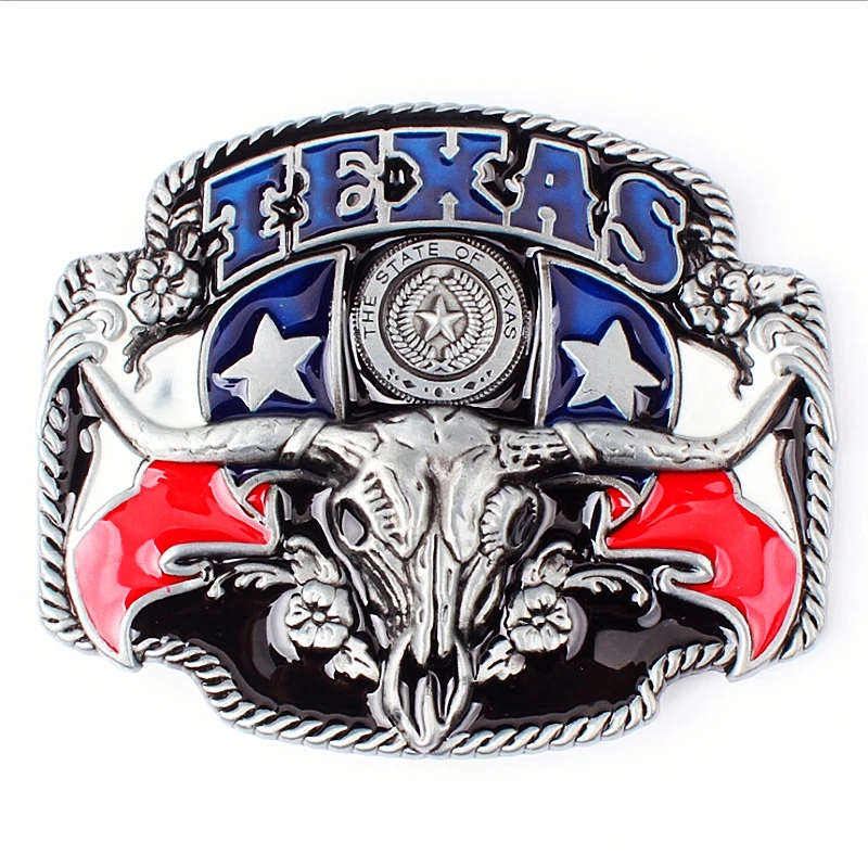 Wild TEXAS Letter Buckle Belt Metal Lone Star State American Western Cowboy Style DIY Waistband Clip