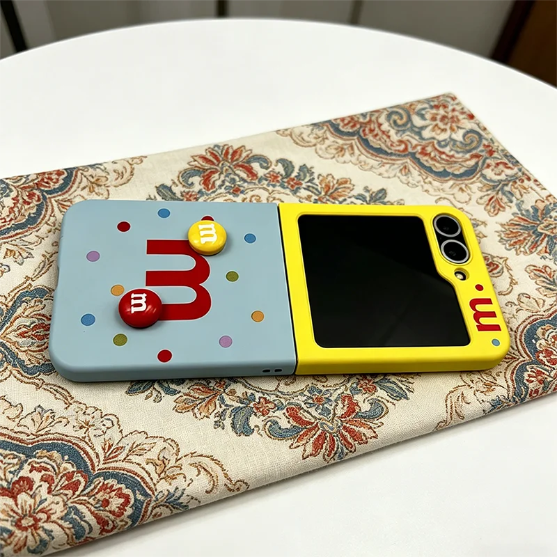 Фото Чехлы для телефонов Samsung Flip 6, милые 3D-чехлы с рисунком бобов для Samsung Z Flip6, Z Flip5/ Xiaomi Mix Flip/ Mix Flip2, чехол с цветовыми блоками №1