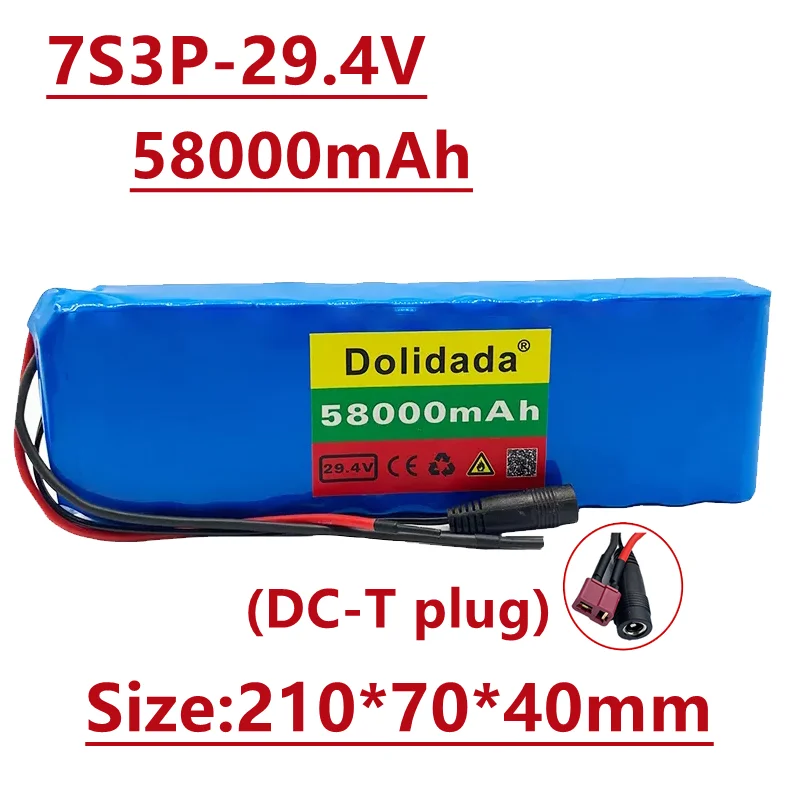 

24v lithium battery 7S3P 29.4V 58000mAh Li-ion Battery Pack With Balanced BMS for Electric Bicycle Scooter Power Wheelchair