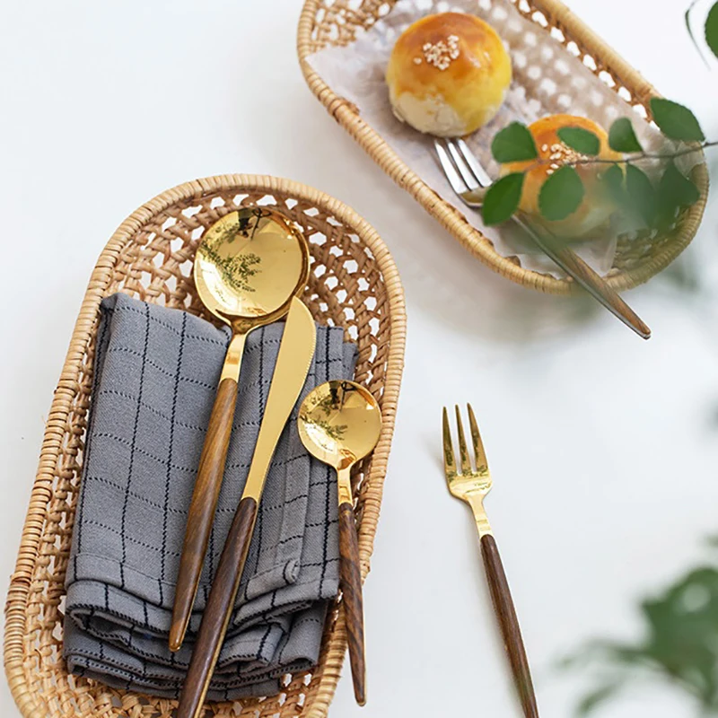 Овальный ротанговый искусственный фрукт нож и вилка корзины украшение для дома