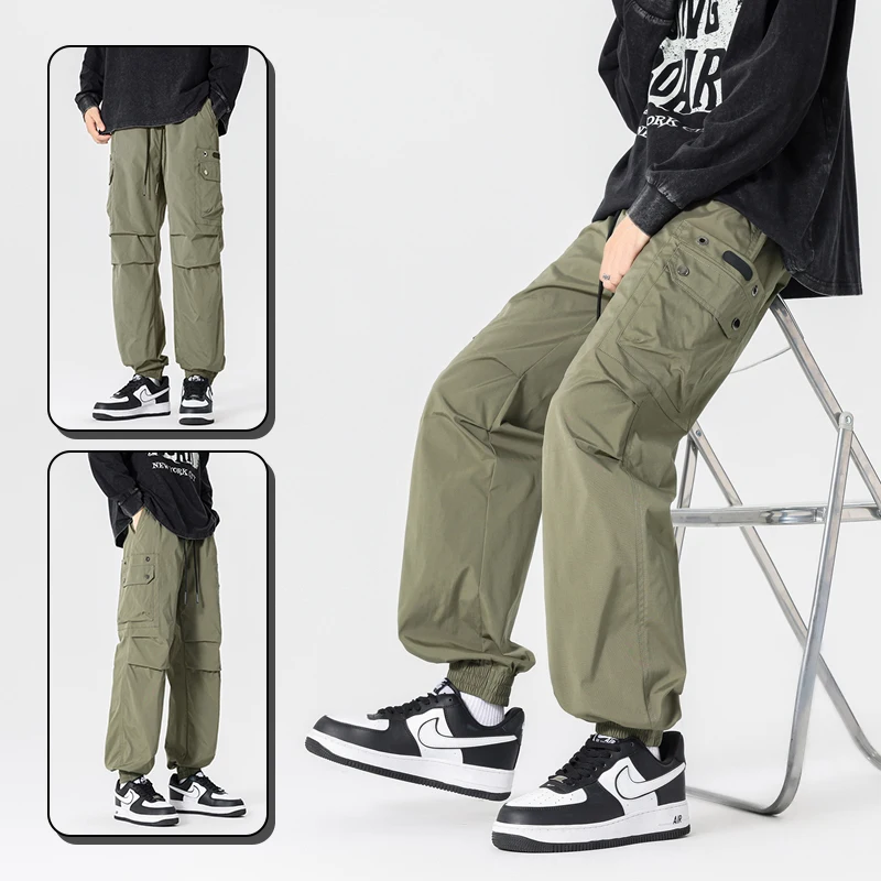 Весенние мужские повседневные брюки водонепроницаемые прямые свободного кроя