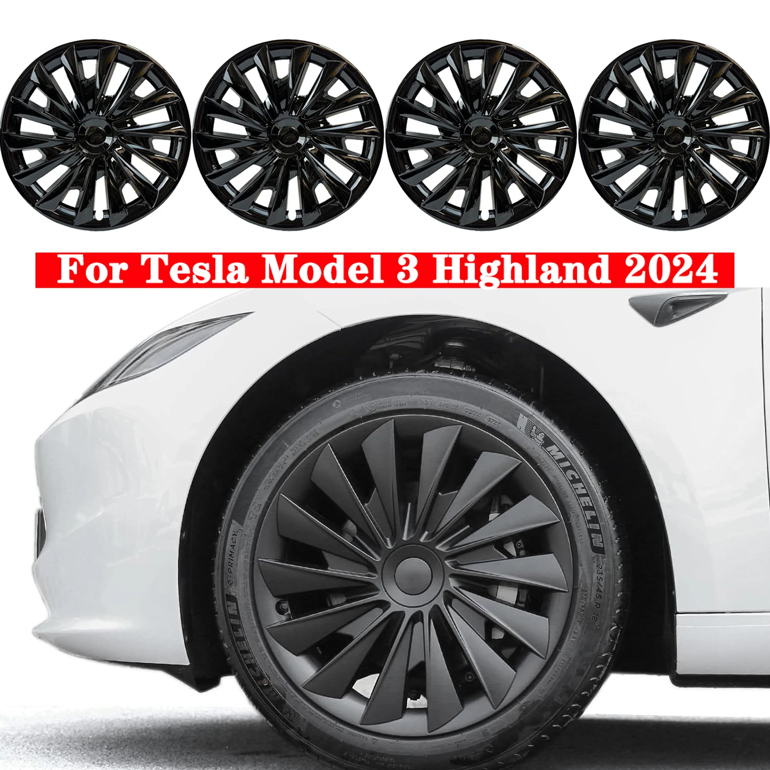 4 шт. колпачки для Tesla Model 3 Highland 2024 18 дюймов меч тень стильные колес ступицы сменные