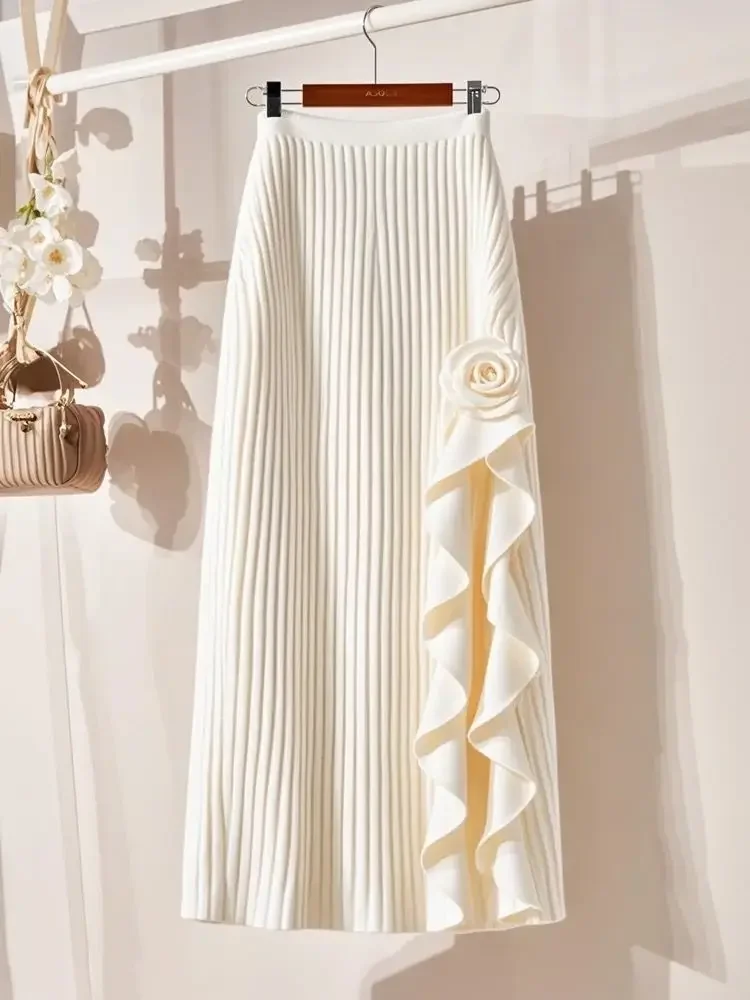 Элегантные милые макси-юбки-миди женские длинные тонкие розовые юбки