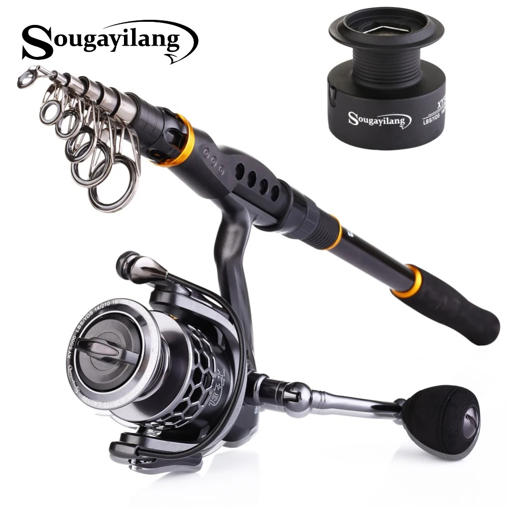 

Sougayilang 1.8- 3.6m Fishing Rod Reel Combos Telescopic Portable Spinning Poles And Spinning Reel With Spare Coil Set de Pesca