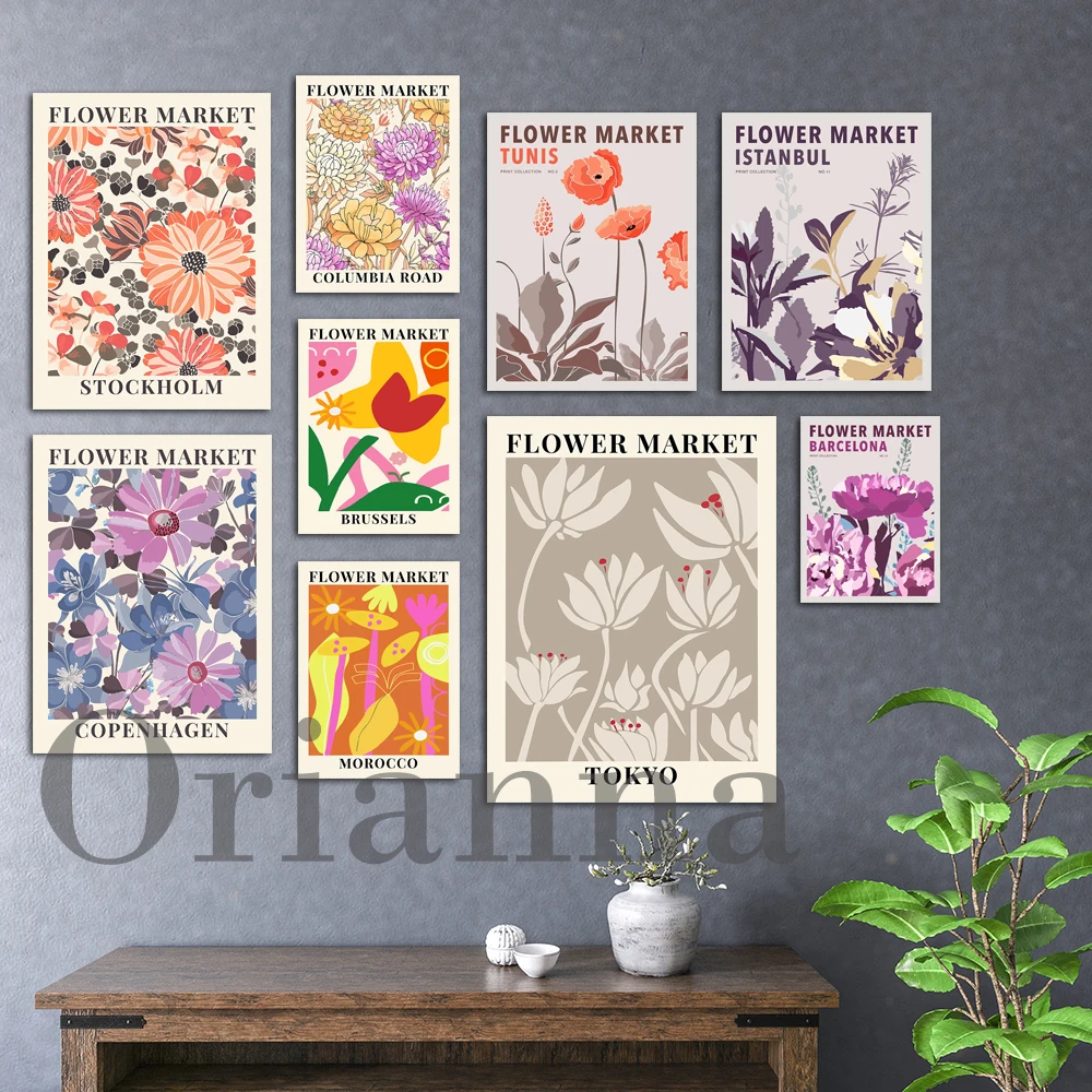 

Morocco Lisbon Honolulu Istanbul Tuni Santiago Stockholm Copenhagen Brussels Columbia Barcelona Tokyo Flower Market Poster Print