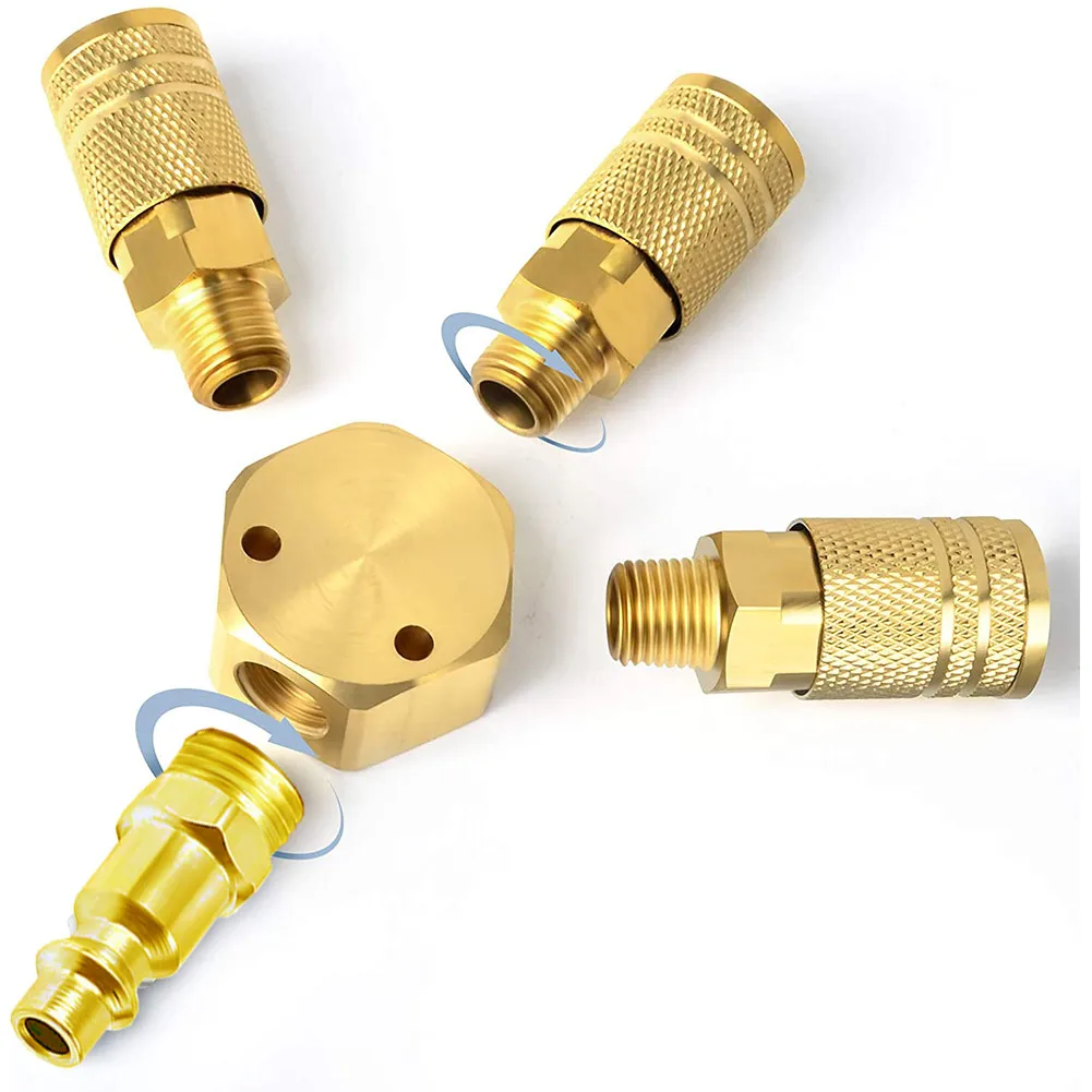 3 WAY Quick Coupler 1/4 NPT Connector Air Hose  Pneumatic Tools  America Style Copper Core Connector Pneumatic Tool Hose Connect enlarge