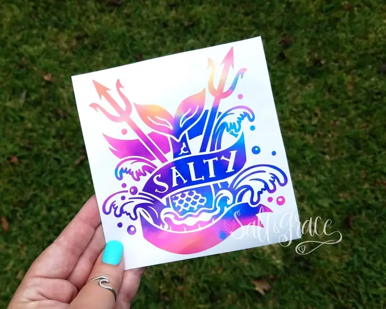 

Salty Mermaid Decal, Mermaid Tail Car Decals, Salty Little Beach, Laptop Sticker, Beachy Car Stickers, Ocean Wave, Nautical