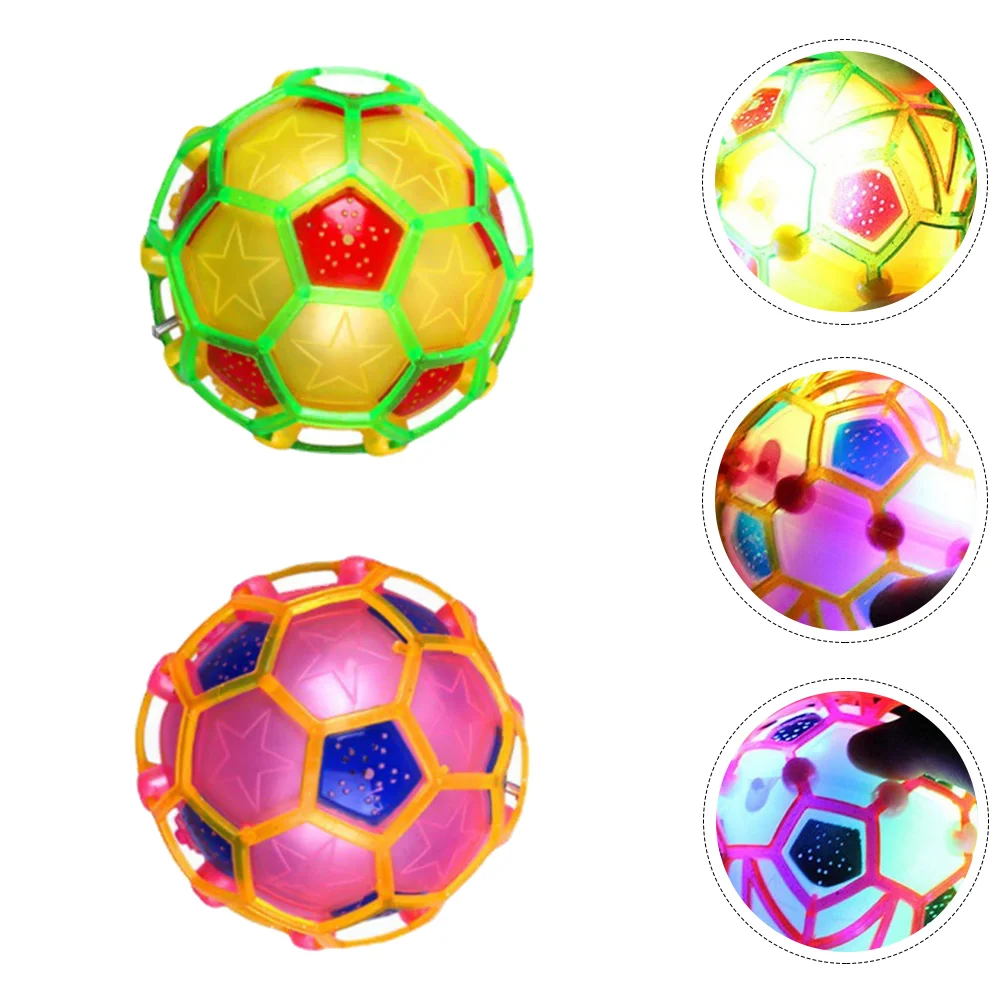 2 Pcs Glowing Football Soccer Indoor STEM Educational Toy Music Mini Soccer Plastic Wristband Elastic Toys Child