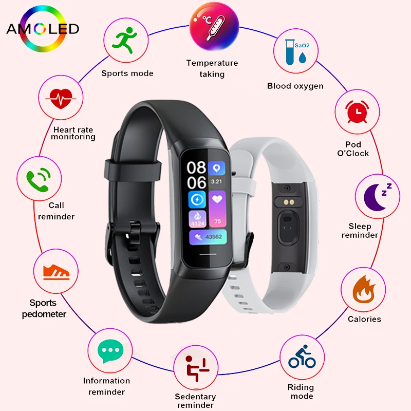 LIGE 1.1 Inch Amoled Heart Rate Monitor