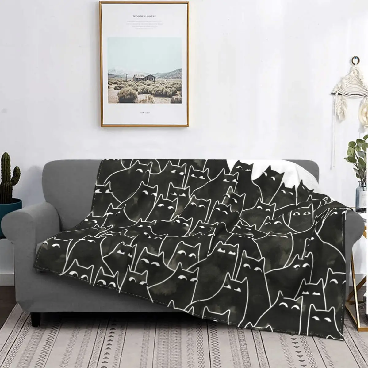 

Suspicious Cat Blanket Flannel Plush Spring and Autumn Funny Pet Portable Warm Blanket Sofa Bedroom Plush Thin