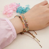 new handmade glass rice beads bracelet hand woven rainbow friendship rope bracelets for women girl easy to match bangle jewelry