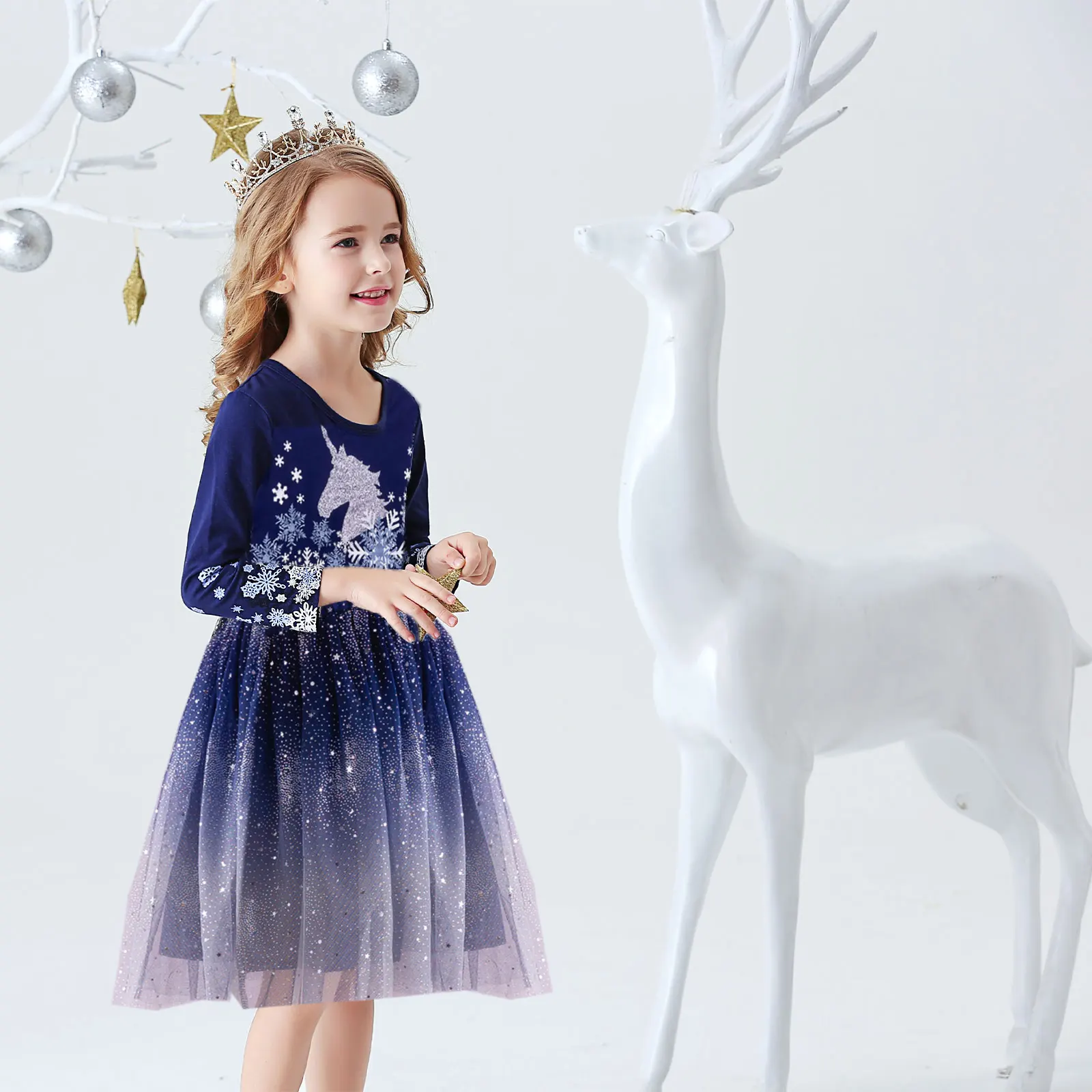 DXTON/Новое Детское платье для девочек Зимнее рождественское детское вечерние