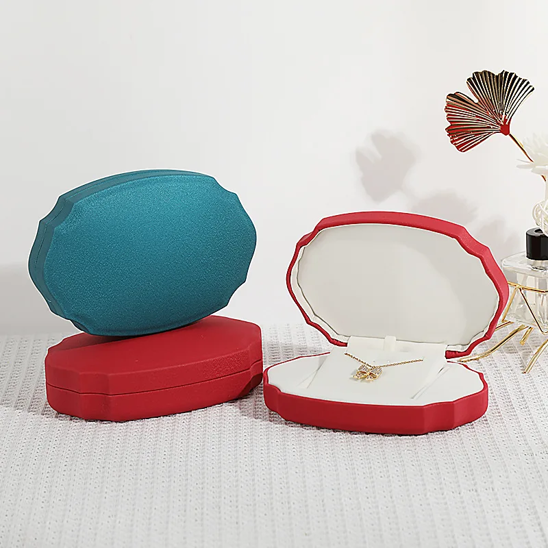 

1 Pcs 15.5x10.5x4.8cm Red/Bule/Green PU leather jewelry packing box Necklace Display Jewelry Storage box gift box