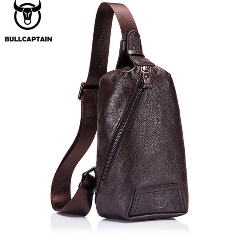BULL CAPTAIN Fashion Men  Cross Body Chest Bag Genuine Leather famous brand Travel trend  Messenger Sling Pack Chest Bag