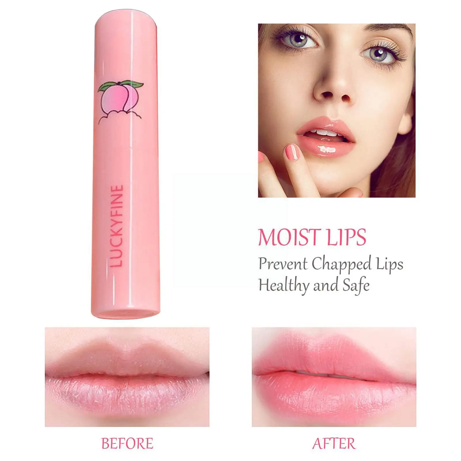 

1pc Moisturizing Lip Balm Peach Flavor Temperature Lipstick Balm Long Color Hydration Lasting Lip Change Anti-Drying Colorl R1Q7