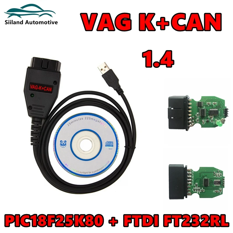 Диагностический сканер OBDII для VAG K + CAN Commander 1,4, кабель для VAG 1,4