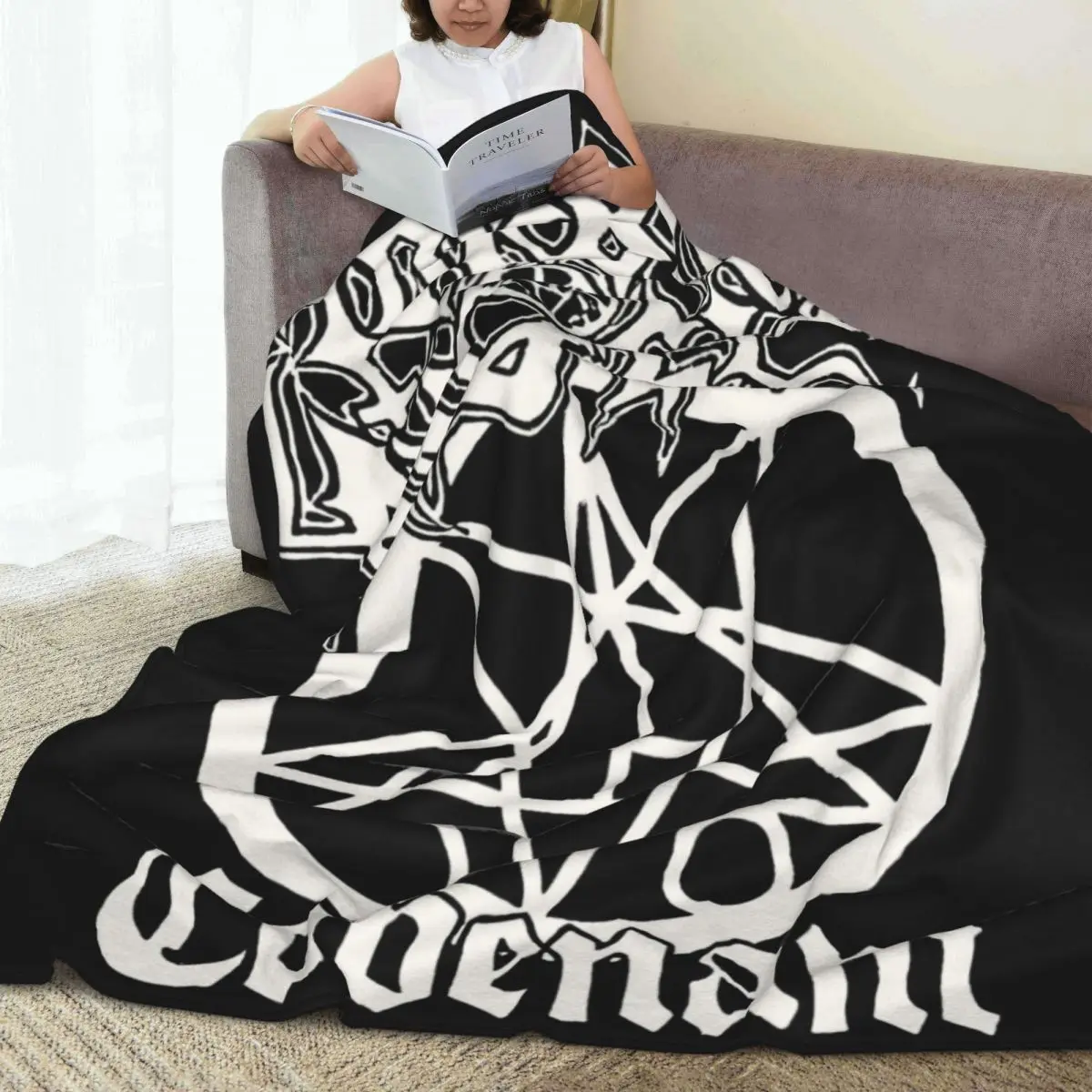 Флисовые одеяла Morbid с изображением ангела черное одеяло металлической лентой