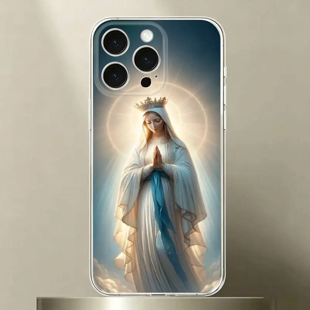 Фото Чехол для телефона с изображением Девы Марии для iPhone 16, 15, 11, 13, 14 Pro Max, 7, 8 Plus, X, Xr, Xs Max, SE2020, 12 mini, прозрачный чехол №3