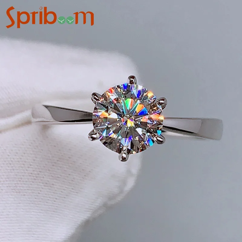 Classic Moissanite Rings for Women Elegant Engagement Ring Bridal Jewelry Opening Adjustable Lady Wedding Anniversary Wife Gifts