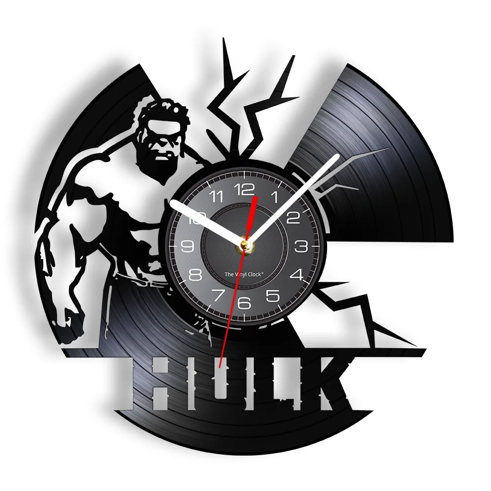 Superhero Hulk Wall Clock For Living Room Bruce Banner Vinyl Record Clock Green Monster Music Album Vinyl Disk Home Decor Watch