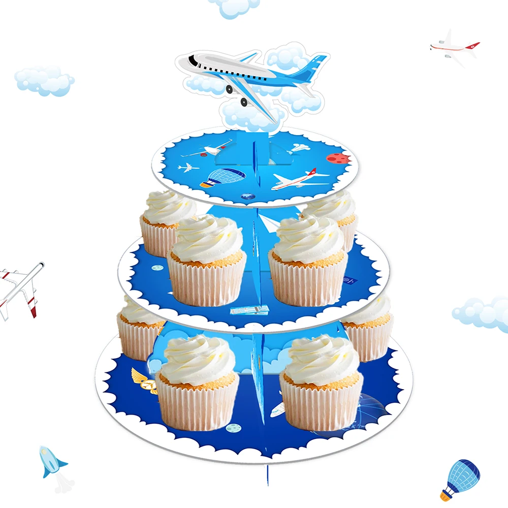 

Kid Cosplay Captain Plane Airplane BIRTHDAY Party Cupcake Cake Display Stand Aircraft Baby Shower Party Cake Decorating Supplies