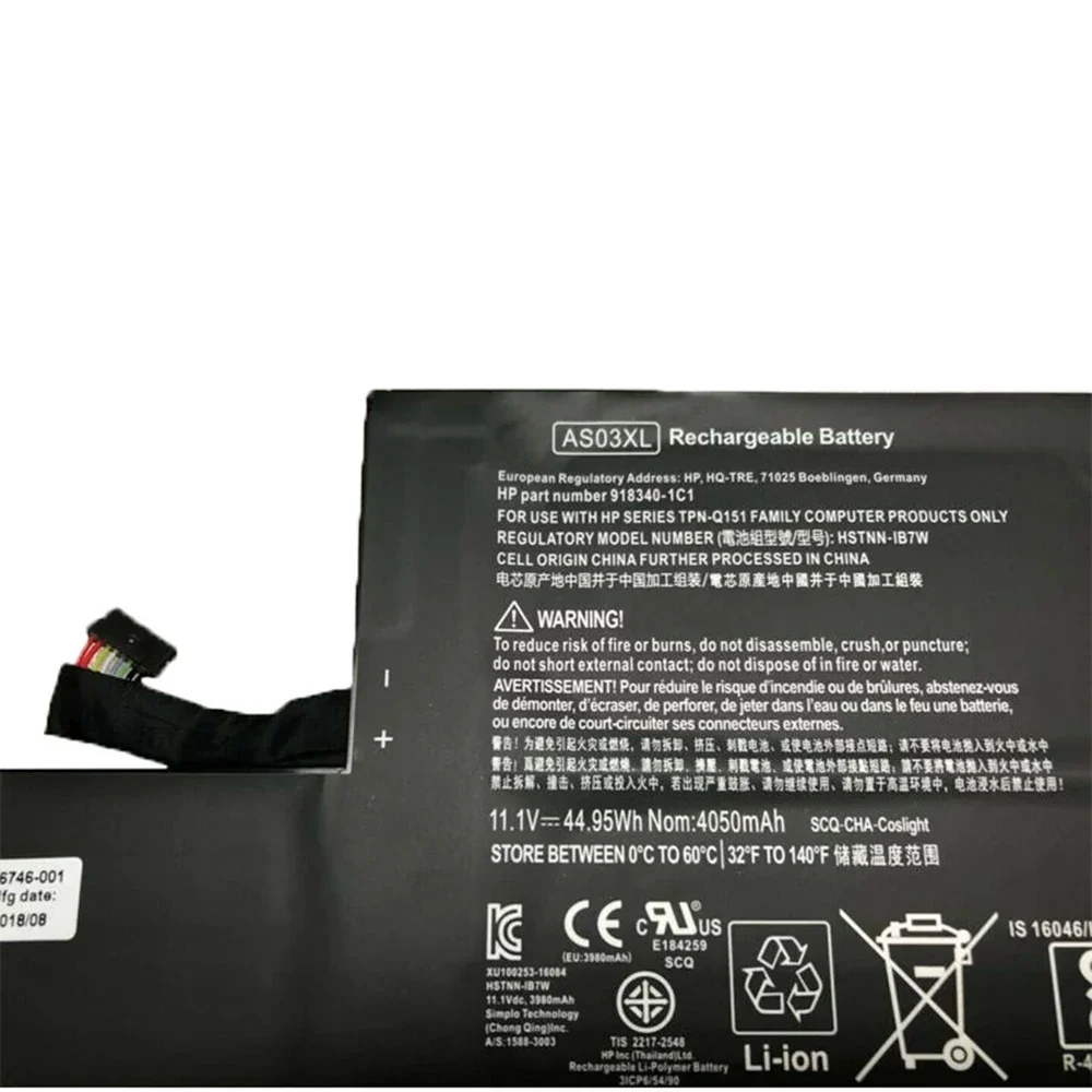 AS03XL Оригинальный аккумулятор для ноутбука HP Chromebook 11 G5 серии EE HSTNN-IB7W 1 В 44 95 Втч 918669