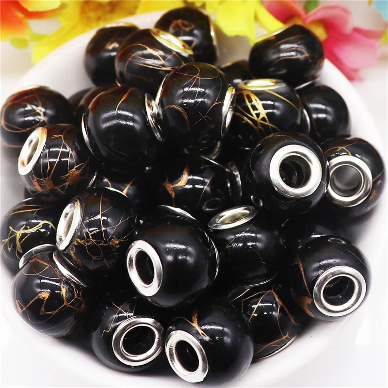 

10Pcs 16mm Size Big Round Color Flower Glass Beads Murano Charms Spacer Beads fit Pandora Snake Chain Bracelet Necklace Keychain